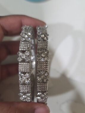 Sparkling Silver Crystal Bangle Bracelets - Women Jewelry